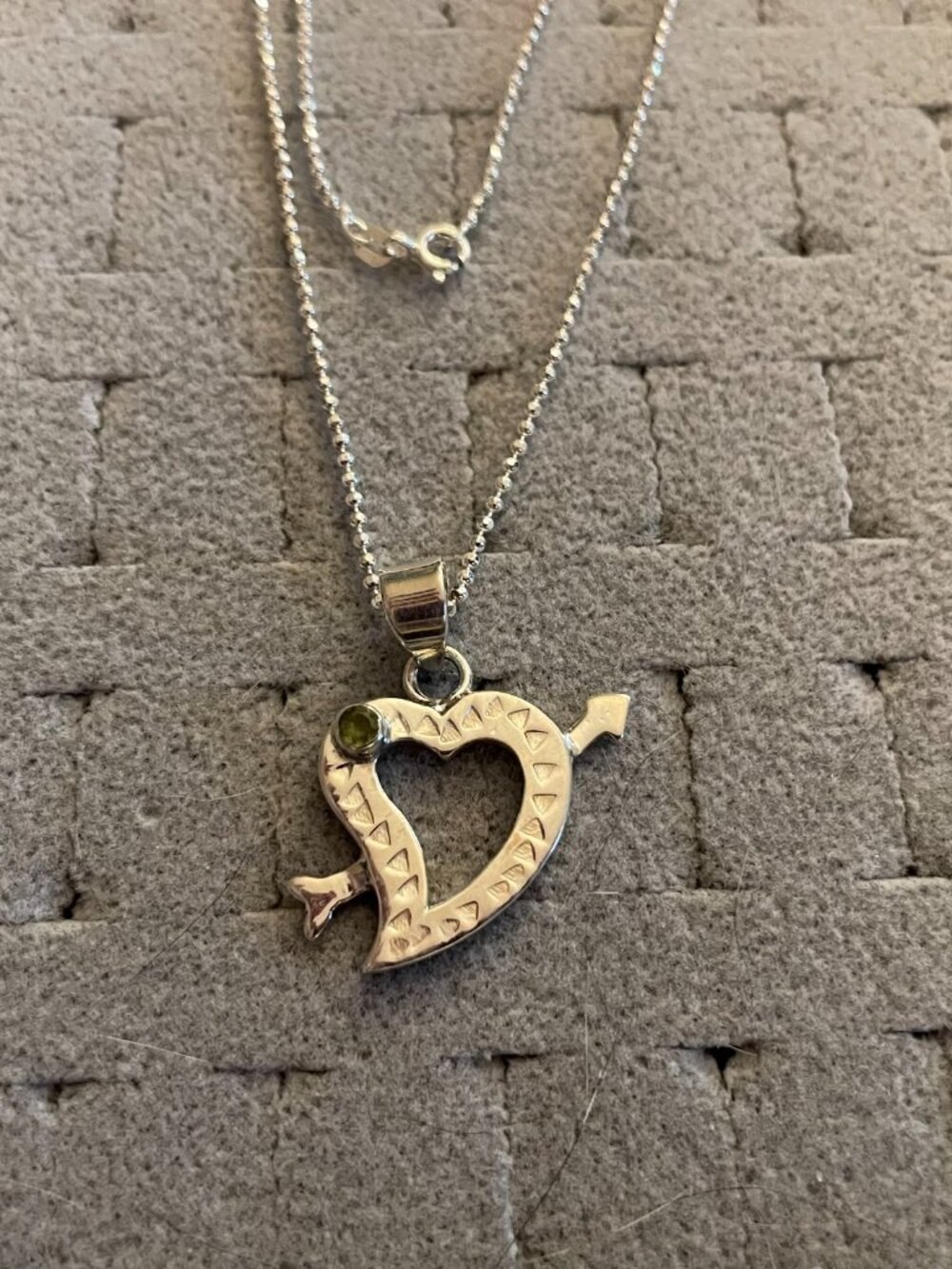 Sterling Silver Necklace Pendant Heart 925 8 grams 18" Like New Love Gift Boho